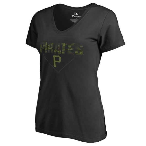 Women's Pittsburgh Pirates Fanatics Branded Black Big & Tall Memorial V Neck Camo T-shirt FengYun,We sell and wholesale Women's Pittsburgh Pirates Fanatics Branded Black Big & Tall Memorial V Neck Camo T-shirt FengYun on line form chian!